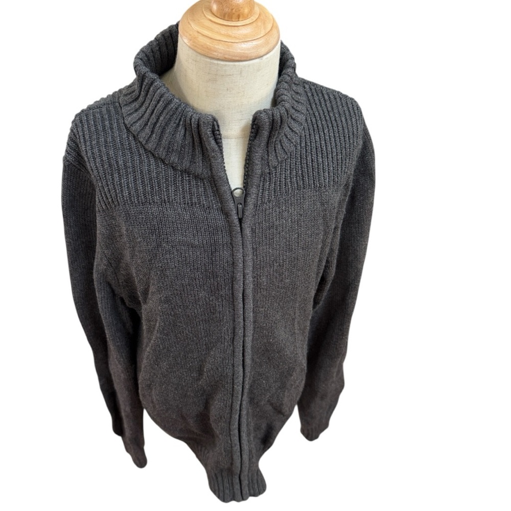 Lands' End Kids Zip-up Cardigan Sweater in Charcoal Gray | Unisex Uniform Cozy
